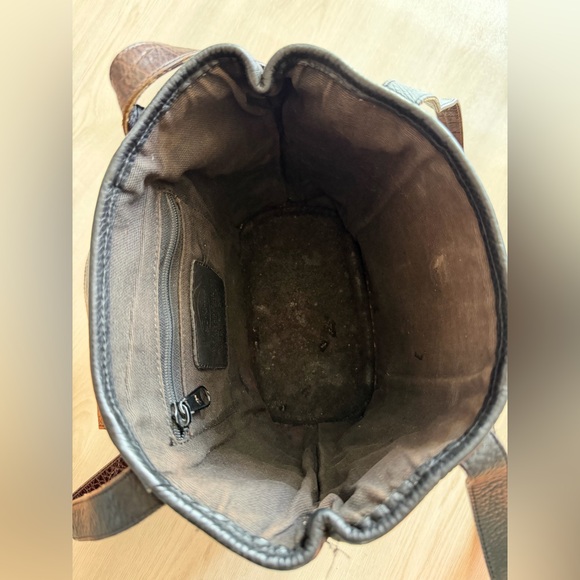 Vtg Brighton Leather Handbag Purse Crossbody Shoulder Bag Black Moc Croc - Picture 10 of 12